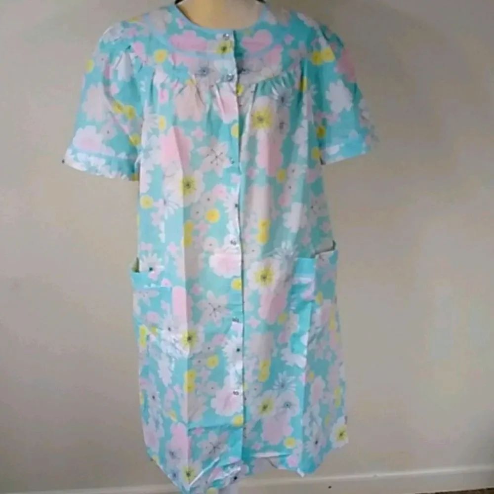 Moon Dance Floral Blue  Home Dress Size XL